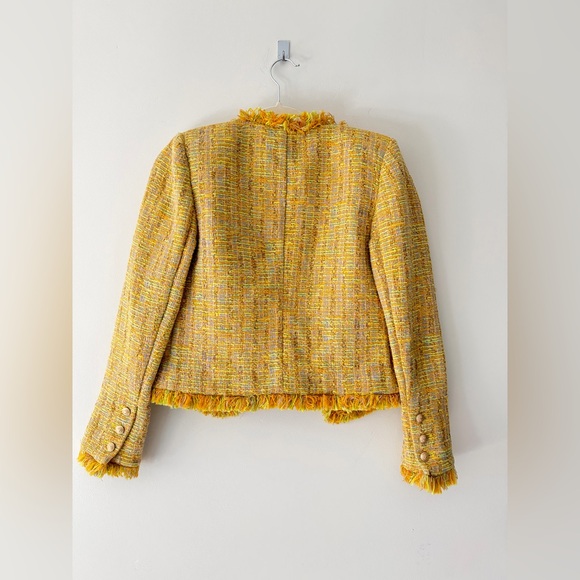 L’AGENCE Tinlee Blazer in Yellow Multi Tweed open front jacket Chanel-like, sz 0 - Picture 15 of 17